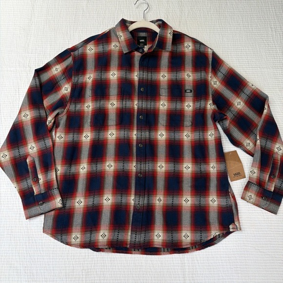 Vans Men Elmbrook Long Sleeve Button Up Flannel Native American Woven Design - Picture 2 of 12